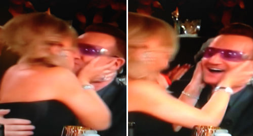 amy-poehler-bono-kiss-golden-globes