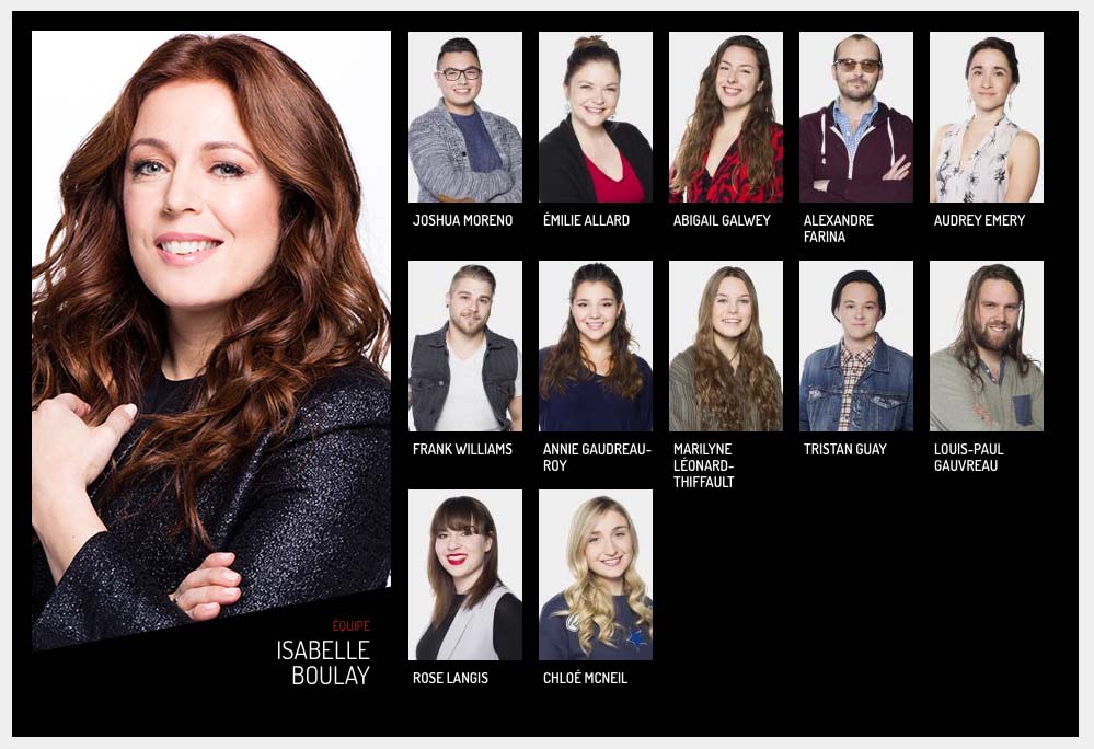 candidats la voix 2017 isabelle boulay