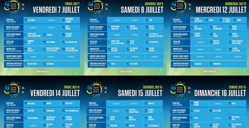 horaire festival d'ete de Quebec 2017