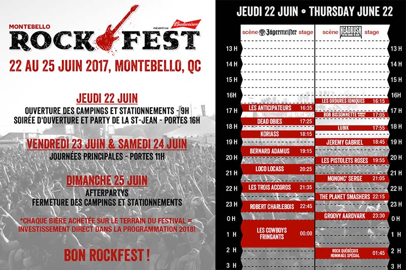 horaire rockfest 2017