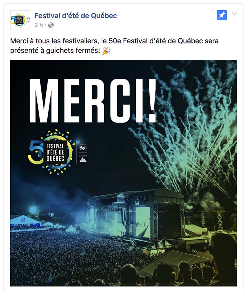 billets festival d'ete de quebec 2017 sold out