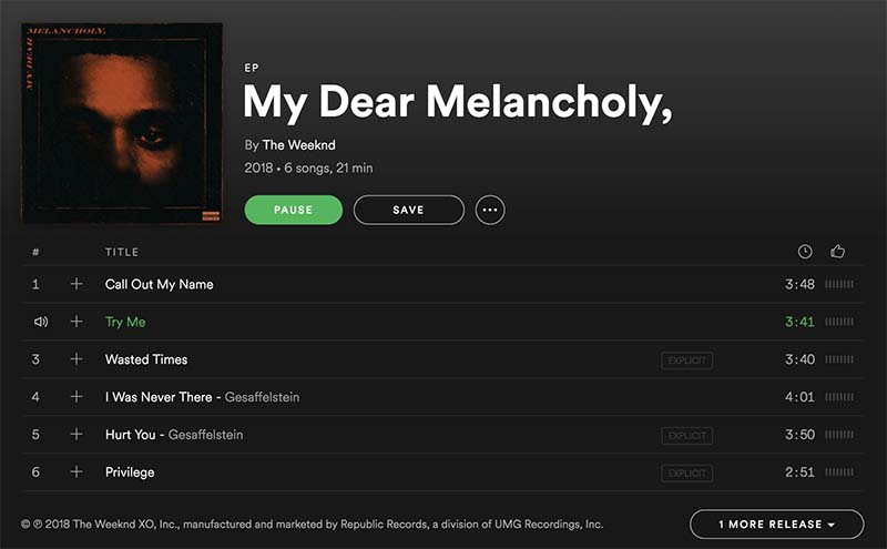 the weeknd my dear melancholy album