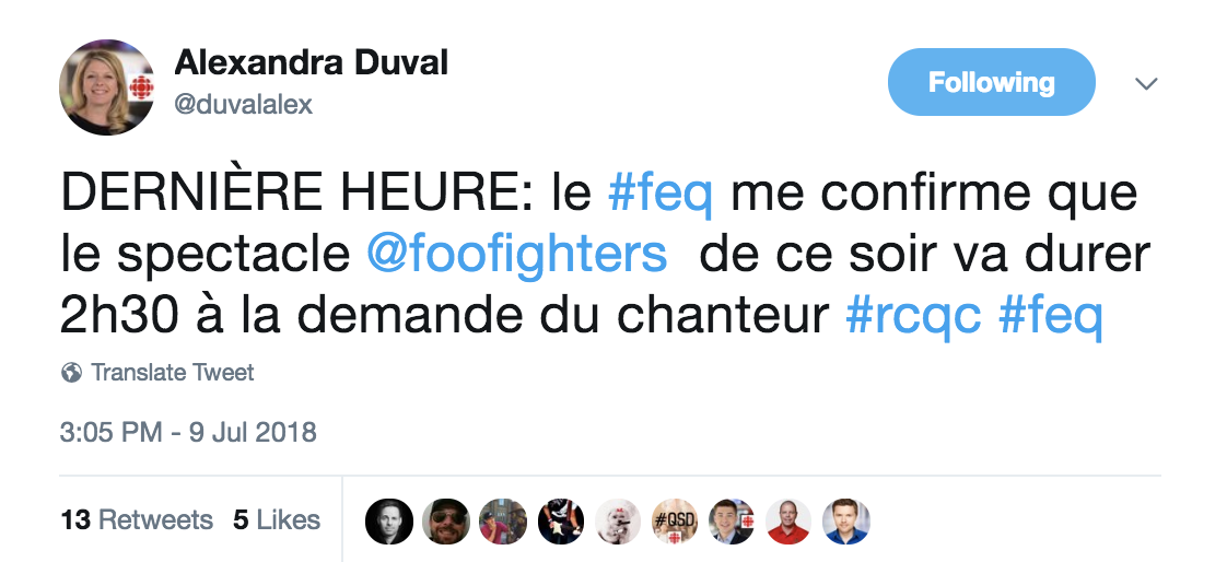 foo fighters FEQ heure