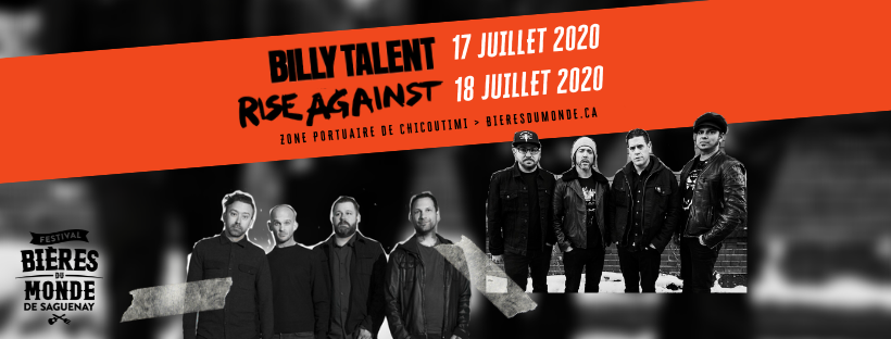 billy talent rise against festival des bieres du monde 2020