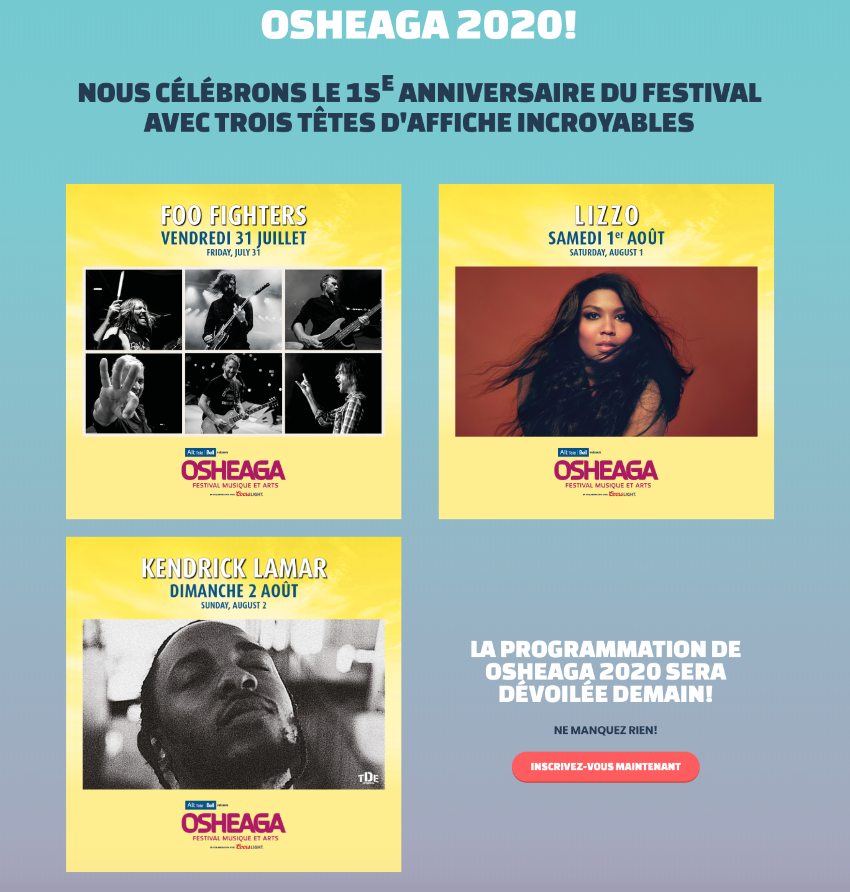 osheaga 2020 annonce programmation