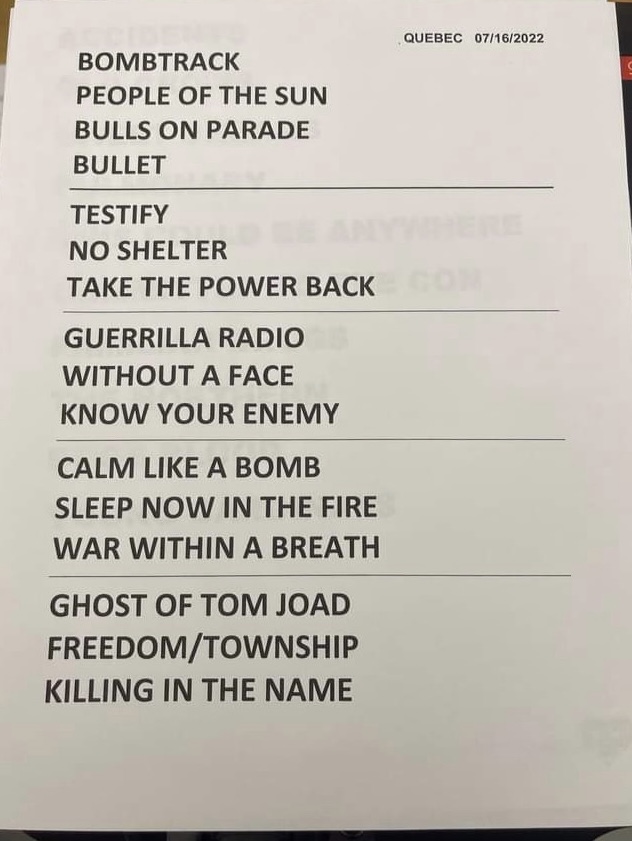 setlist rage against the machine feq 2022