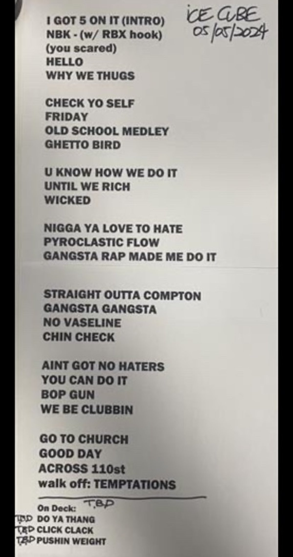 ice cube setlist centre videotron 2024