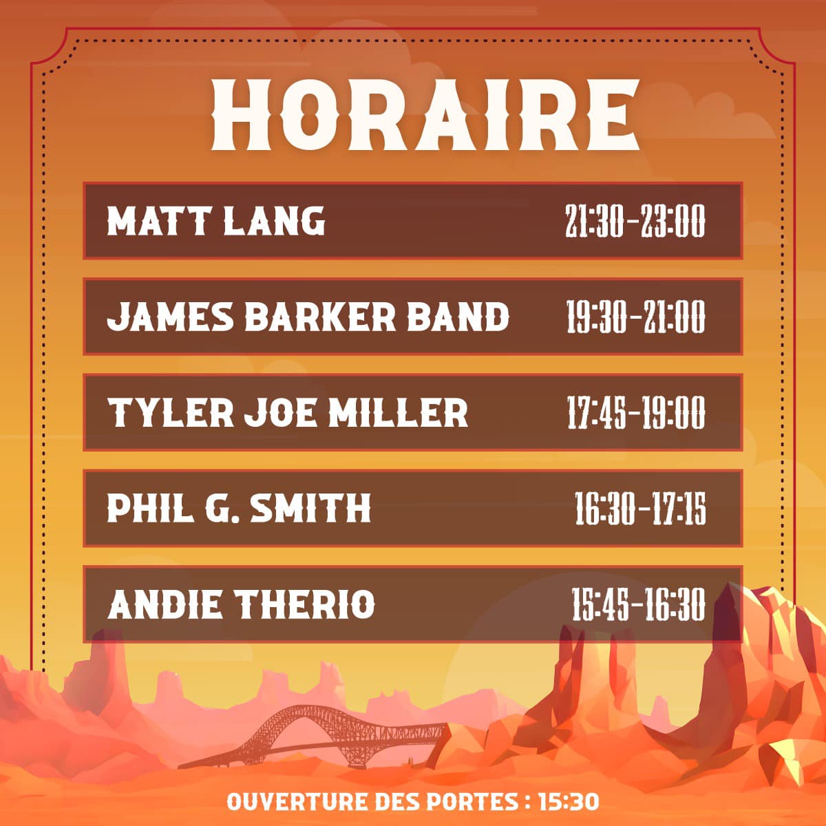 horaire saloon festival 2024