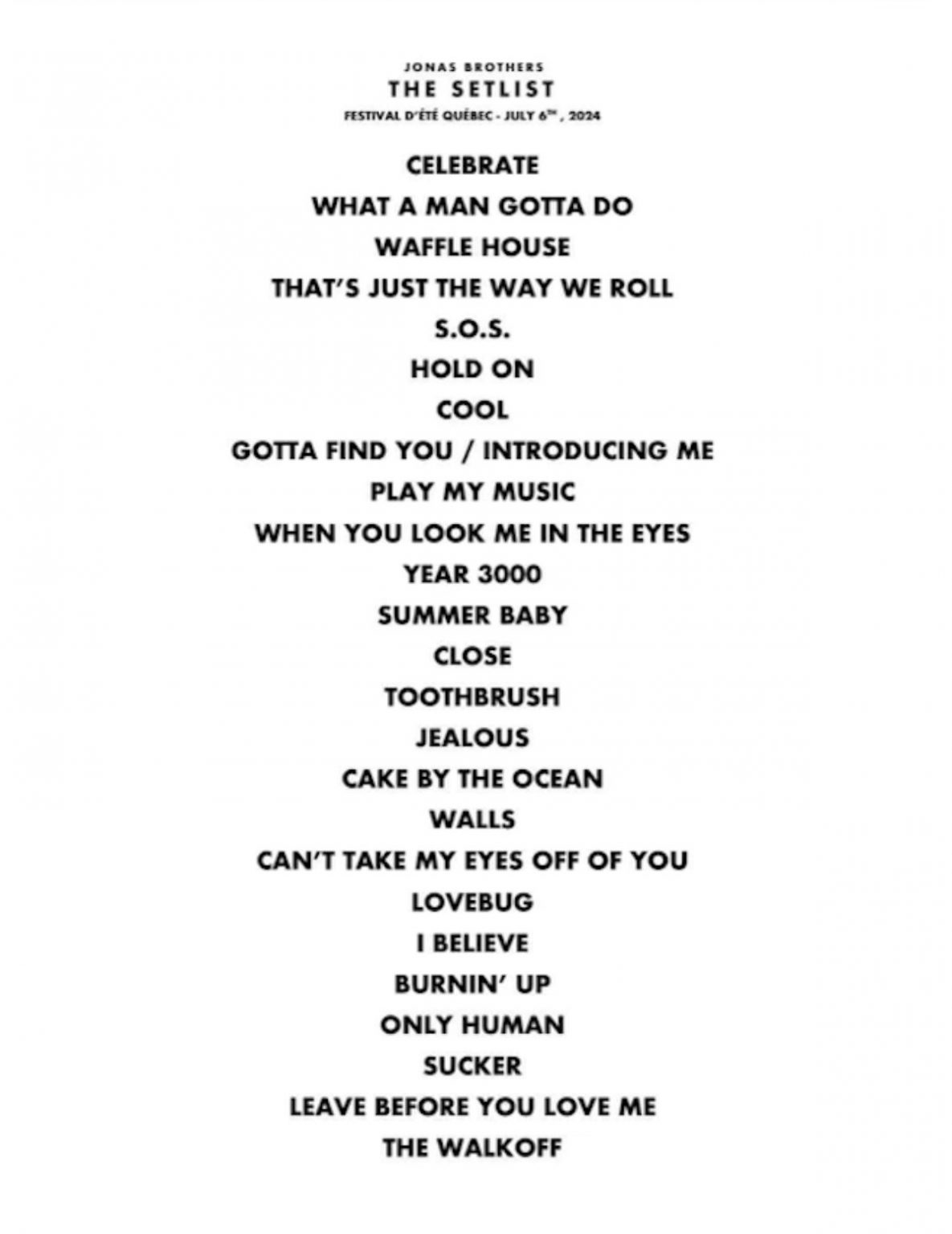 Setlists des Jonas Brothers et Carly Rae Jepsen pour leur concert au