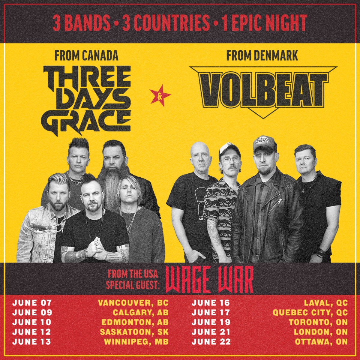 three days grace tournee quebec 2025