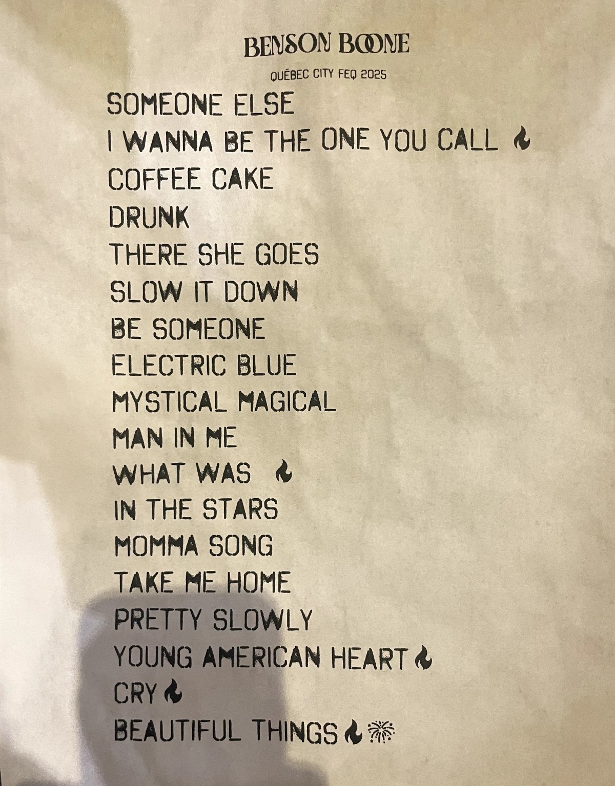 benson boone setlist feq 2025